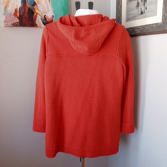 Ralph Lauren Orange Hooded Toggle Front lambswool blend Long Cardigan Size XL - Picture 3 of 7